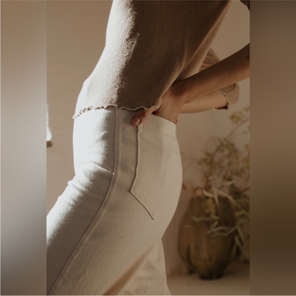 OZMA High Rise Trouser Pant 100% Cotton, size 25, Off-White-Flawed - Picture 15 of 15